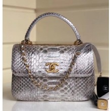 Chanel Python Trendy CC Small Flap Top Handle Bag A92236/A92723 Silver 2018