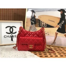 Chanel Shiny Crumpled Calfskin Hobo Handbag AS3690 red 2022