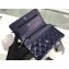 Chanel Wallet On Chain WOC Bag in Patent Leather Navy Blue/Silver