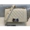 Chanel Small LE BOY Handbag A67085 in Caviar Leather Creamy/Shine Silver