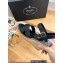 Prada Heel 8cm Nappa Leather Espadrilles Wedge Sandals Black 2023