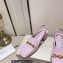 Jimmy Choo Heel 5cm Diamond Talura Soft Patent Leather Sling Back Pumps Pink with Chain 2023