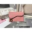 Dior Saddle Flap Card Holder Goatskin Pink