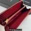 Saint Laurent Cassandre Matelassé Zip Around Wallet In Grain De Poudre Embossed Leather 358094 Red/Gold