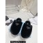 Prada Enameled metal triangle logo shearling padded slippers Black 2023