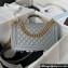 Chanel Grained Shiny Calfskin BOY Flap Bag with Handle A94804 Gray 2023