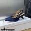 Dior Heel 6.5cm J'Adior Slingback Pumps in Dark Blue Embroidered Satin and Cotton 2024