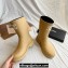 Cheap Sale Chanel CC Logo Rubber Rain Ankle Boots Beige