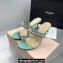 Mach & Mach Heel 9.5cm Crystal and Pearl Slide Sandals Green 2024