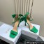 Dior Heel 10cm Mlle Dior Heeled Sandals in Suede Green with Bow 2024