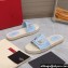Valentino Vlogo Cut-Out Slide Sandals Espadrilles in calfskin leather Blue 2024