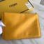 Fendi BAG BUGS Togo Calfskin Leather Clutch Yellow