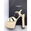 Saint Laurent Heel 13.5cm Platform 5.5cm Tribute Sandals In Smooth Leather Beige