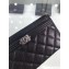 Chanel Grained Leather Boy Pouch Clutch Bag A84478 Black/Silver