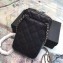 Chanel Clutch with Chain Phone Bag 70655 in Grained Calfskin Black/Silver
