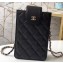 Chanel Clutch with Chain Phone Bag 48231 in Grained Calfskin Black