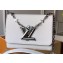 Louis Vuitton Epi Leather Twist PM Bag with Crystal-embellished Chain M55412 White