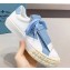 Prada Gabardine Fabric Fringe Low-top Sneakers White/Blue 2020